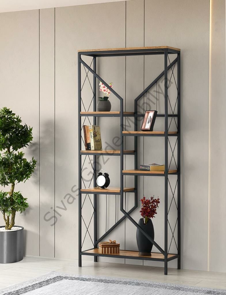 Flora Dekoratif Ferforje Kitaplık 80x30x182