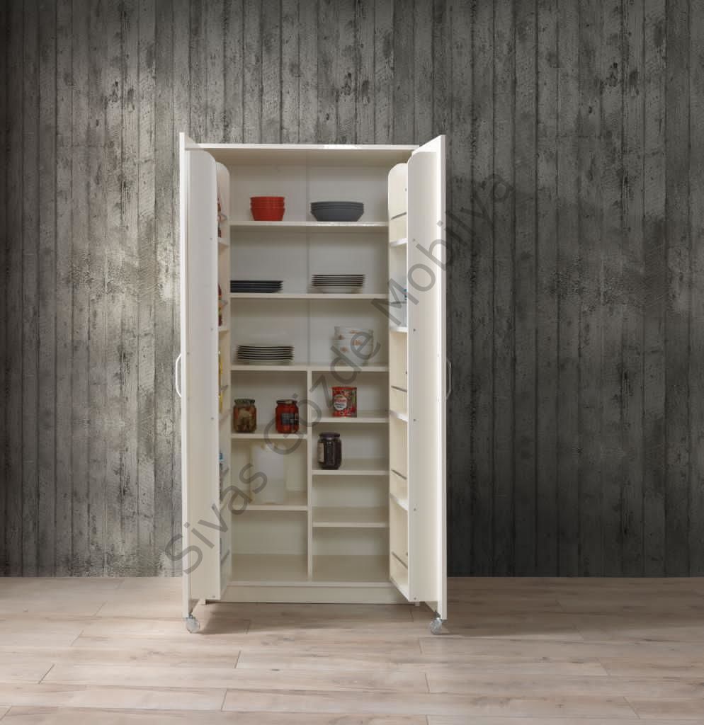 Çok Amaçlı 2 Kapaklı Mutfak Erzak Kiler Dolabı 86x52x180cm