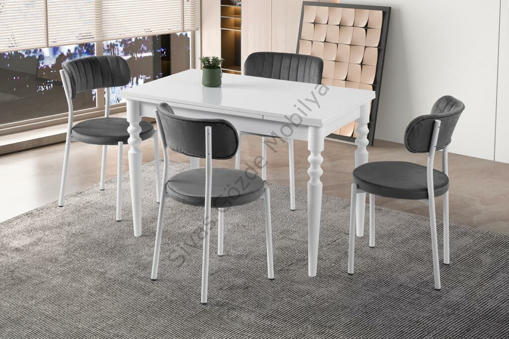 Didim Beta Açılır Mutfak Masa Sandalye Takımı 80x120 GRİ