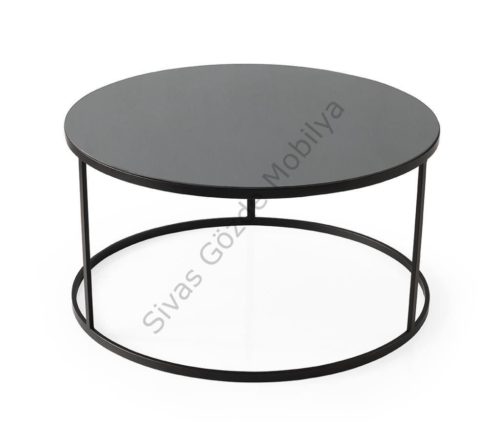 Sedef Ayna Camlı Metal Orta Sehpa 80x40cm