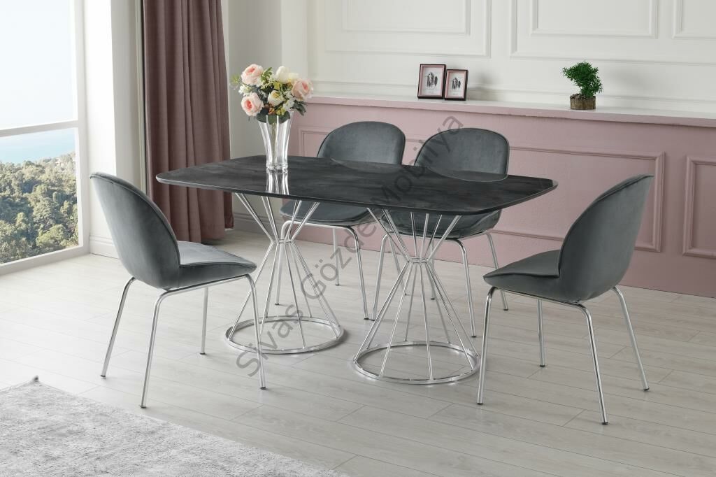 Armoni Eliza High Gloss Yemek Masa Sandalye Takımı