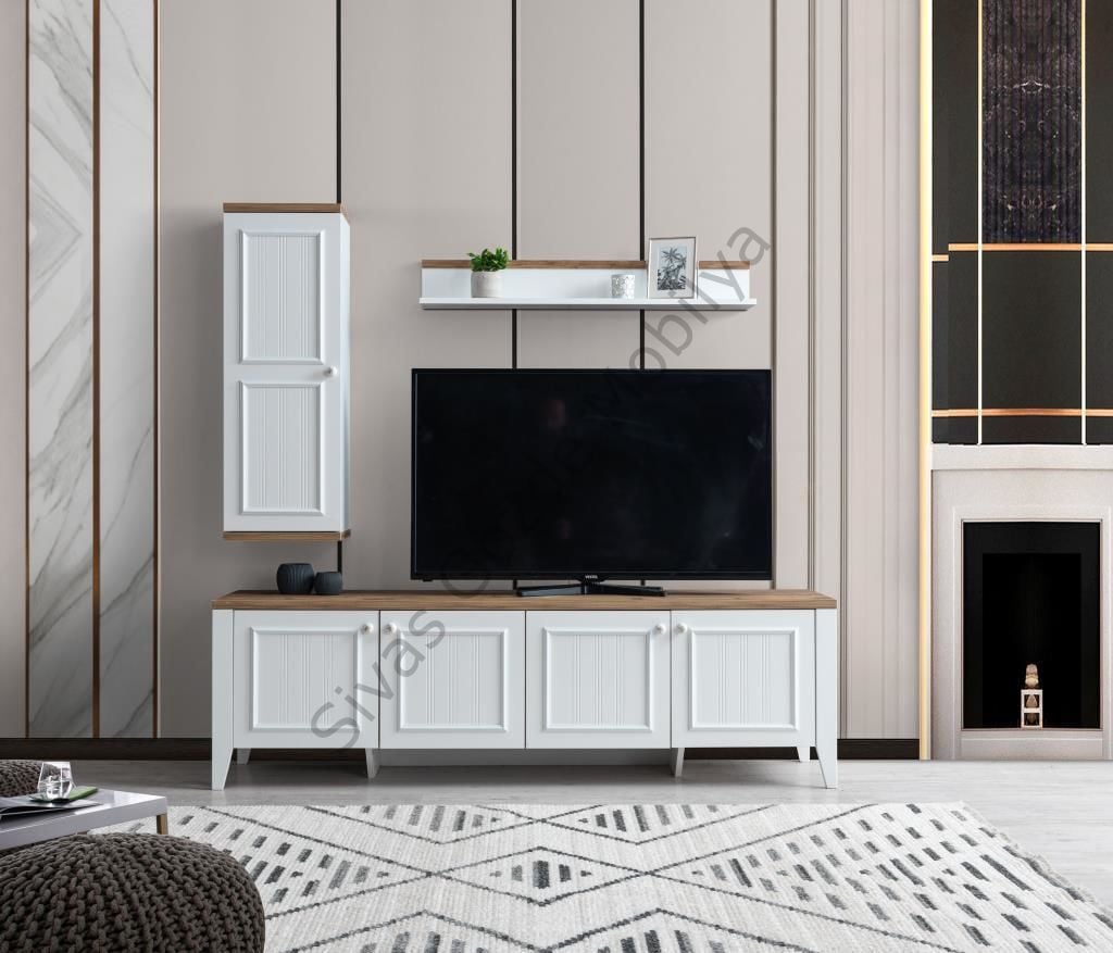 Yalı Raflı Dolaplı Tv Ünitesi 180cm