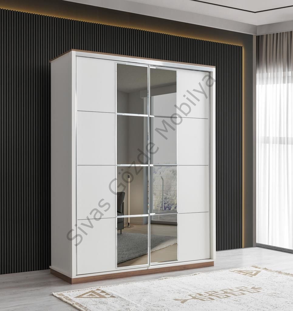 Efsane Sürgülü Gardırop Aynalı Elbise Dolabı 165x60x214