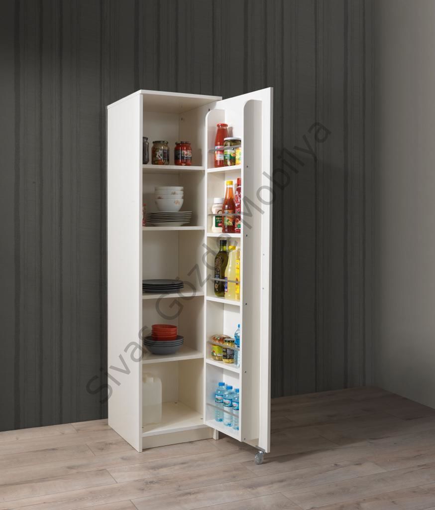Çok Amaçlı Tek Kapaklı Mutfak Erzak Kiler Dolabı 45x52x180cm