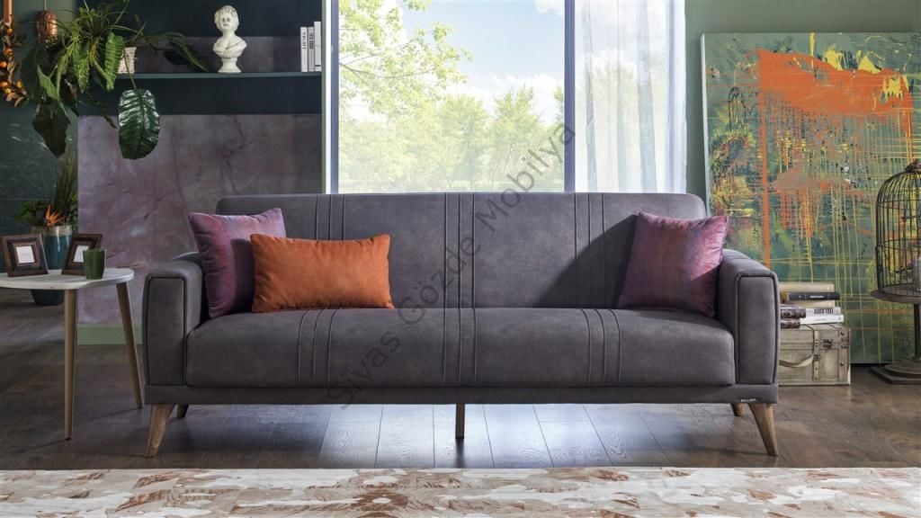 Bellona Ruby Tek Kanepe Yataklı ZeroWall (Sıfır Makas) GRİ