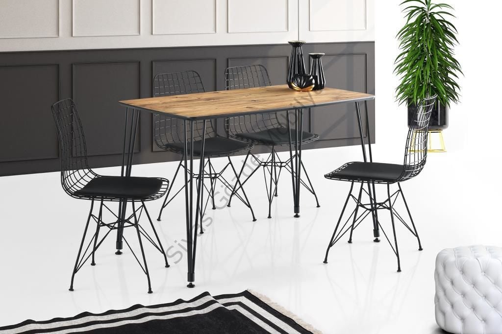 Ekonomik MDF Mutfak Masası ve 4 Adet Sandalye Takımı 70x120