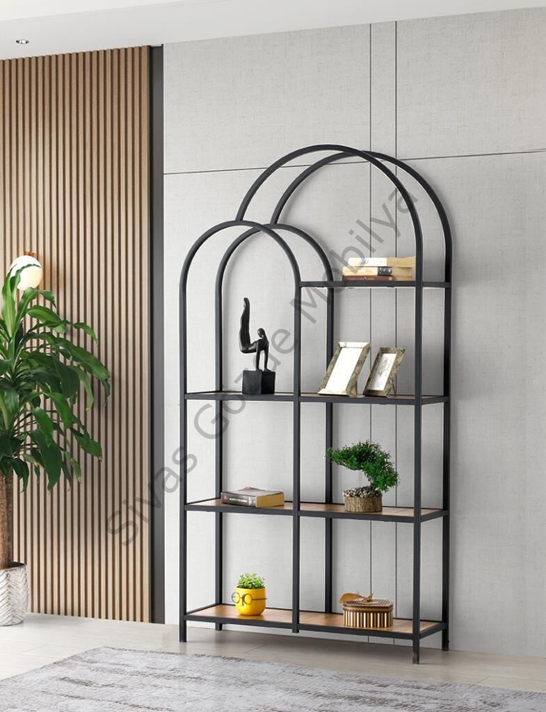 Mega Çift Kubbeli Dekoratif Ferforje Kitaplık 93x30x178
