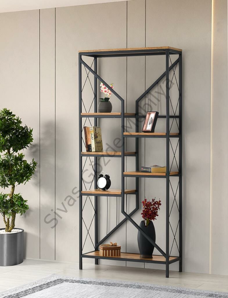 Flora Dekoratif Ferforje Kitaplık 80x30x182