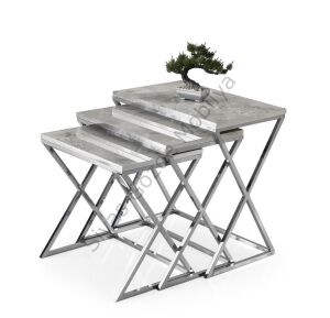 Çapraz Metal Ayak 3'Lü Zigon Sehpa