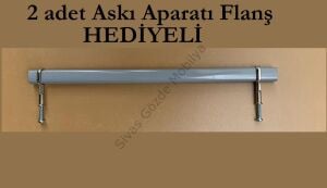 Dolap Askı Borusu Gri+2 Flanş Tüm Ölçüler Tüm Markalara Uyumlu 95cm - 95cm