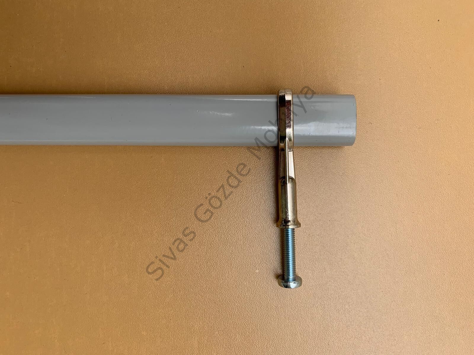 Dolap Askı Borusu Gri+2 Flanş Tüm Ölçüler Tüm Markalara Uyumlu 95cm - 95cm