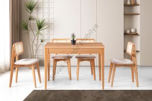 Açelya Zion Ağaç Açılır Yemek Masa Sandalye Takımı 70x110