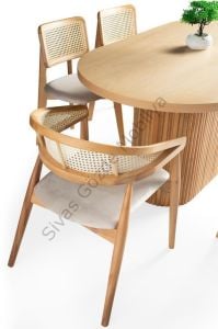 Asos Zion Gazel  Ağaç Oval Yemek Masa 6 Sandalye Takımı