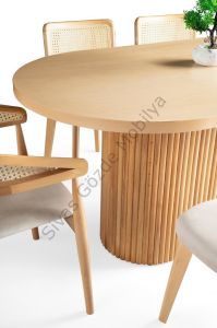 Asos Zion Gazel  Ağaç Oval Yemek Masa 6 Sandalye Takımı