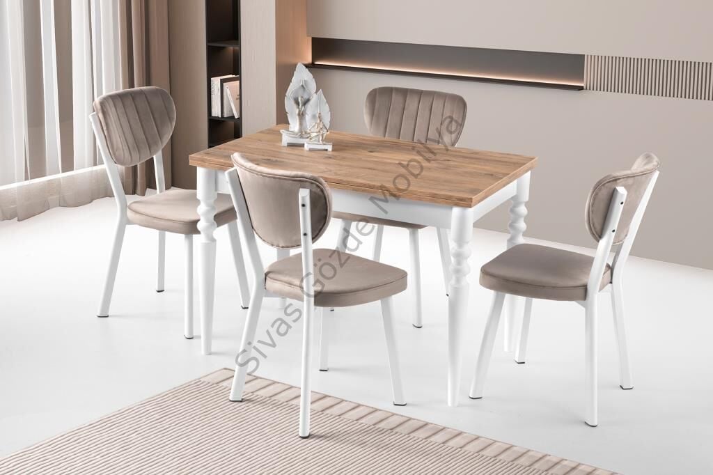 Cunda Elma Ahşap Masa Sandalye Takımı 70x110