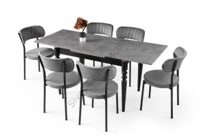 Cunda Beta Ahşap Masa Sandalye Takımı ,Gri ,70x110