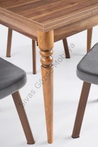 Cunda  Elma Ahşap Masa Sandalye Takımı, Ceviz,70x110