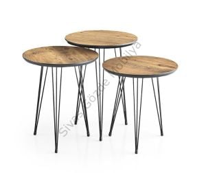 Smart Mdf Modern Tarz 3'lü Yuvarlak Zigon Sehpa Köşe