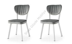Elma Metal Sandalye Renkli Ayak 2 li Set KAHVERENGİ