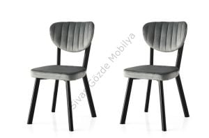 Elma Metal Sandalye Renkli Ayak 2 li Set KAHVERENGİ