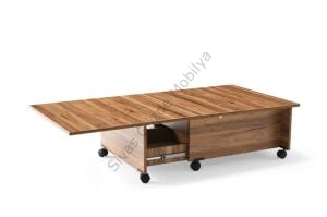 Ekonomik Akıllı Sihirli Tekerlekli Orta Sehpa 75x75cm