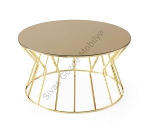 Kum Saati Ayna Camlı Metal Orta Sehpa 80x42cm