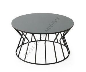 Kum Saati Ayna Camlı Metal Orta Sehpa 80x42cm
