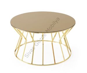 Kum Saati Ayna Camlı Metal Orta Sehpa 80x42cm