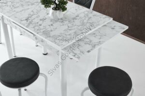 Smart Mutfak Masa 2 Sandalye 2 Tabure Set 60x90cm