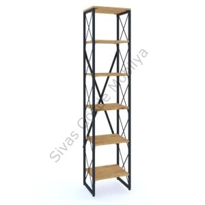 Modern Tarz Ahşap Metal 5 Raflı Kitaplık 40x30x180
