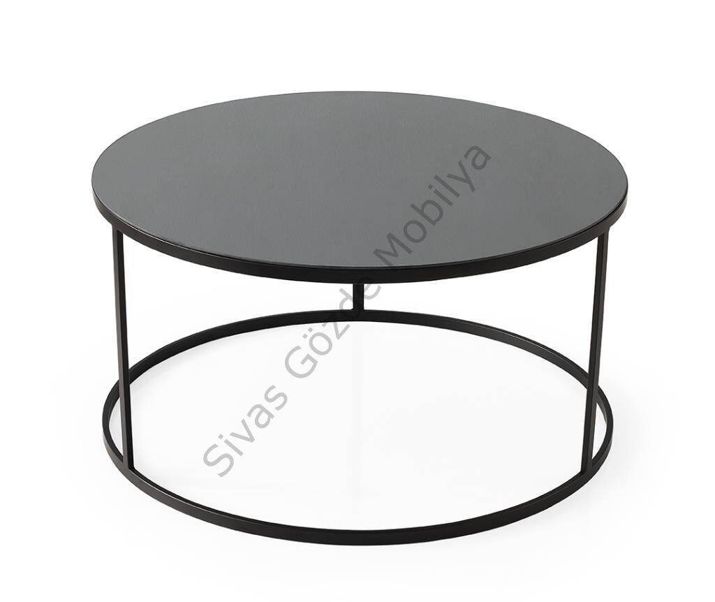 Sedef Ayna Camlı Metal Orta Sehpa 80x40cm