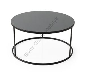 Sedef Ayna Camlı Metal Orta Sehpa 80x40cm