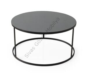 Sedef Ayna Camlı Metal Orta Sehpa 80x40cm