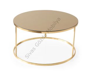 Sedef Ayna Camlı Metal Orta Sehpa 80x40cm