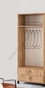 Genç Odası 2 Kapılı 2 Çekmeceli Gardırop Elbise Dolabı 79x46x189cm
