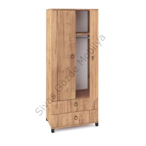 Genç Odası 2 Kapılı 2 Çekmeceli Gardırop Elbise Dolabı 79x46x189cm