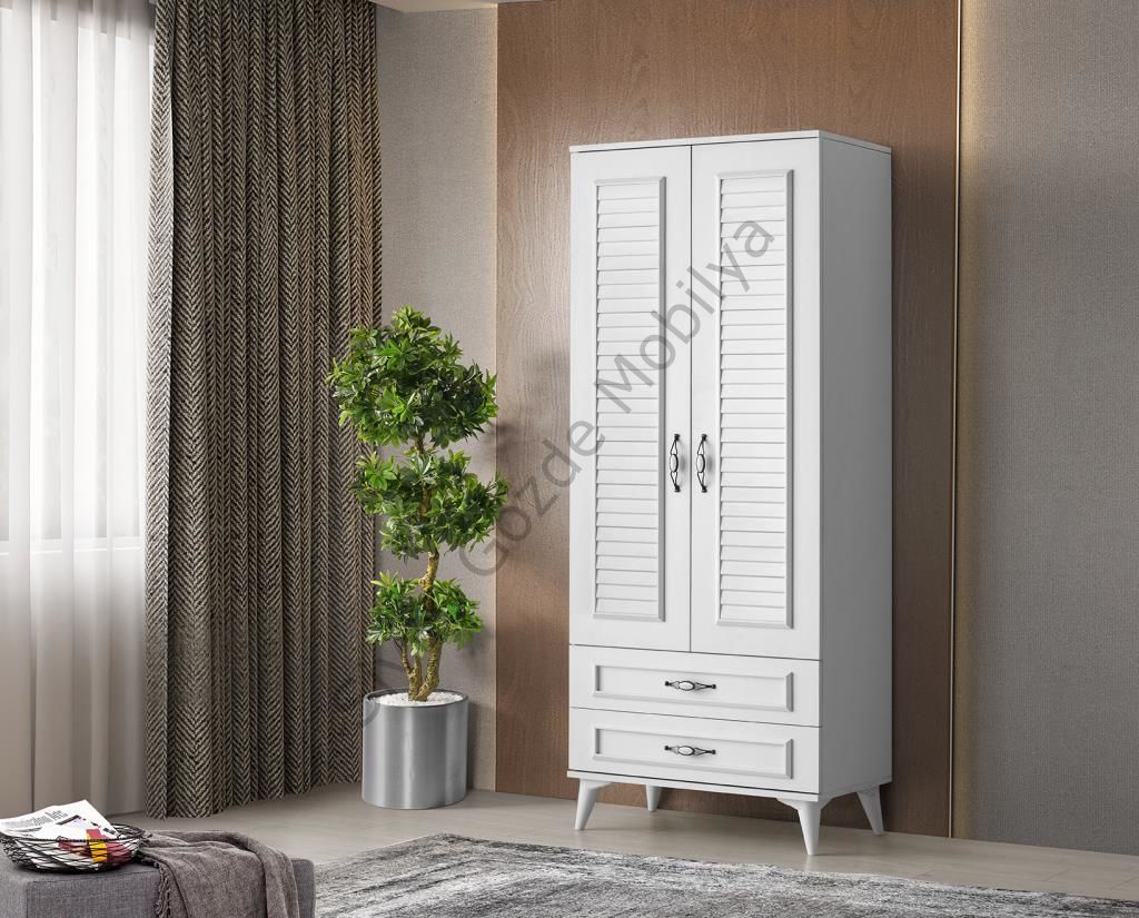 Asya 2 Kapılı 2 Çekmeceli Gardırop Elbise Dolabı 80x46x195