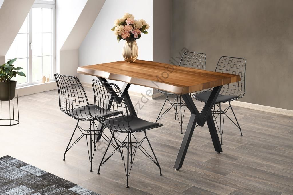 Kaplama Kütük Yemek Masa Sandalye Takımı 80x140