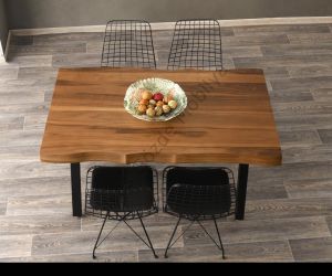 Kaplama Kütük Yemek Masa Sandalye Takımı 80x140
