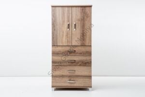 Ekonomik Dolaplı Şifonyer 4 Çekmeceli Raflı Elbise Dolabı 61x44x128cm