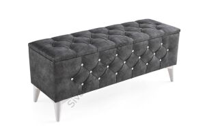 Sandıklı Puf Kapitone Ayak Ucu Oturma Markiz 110cm GRİ