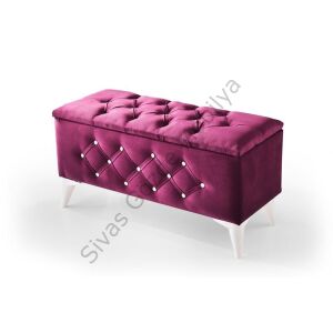 Sandıklı Puf Kapitone Ayak Ucu Oturma Markiz 90cm Pembe