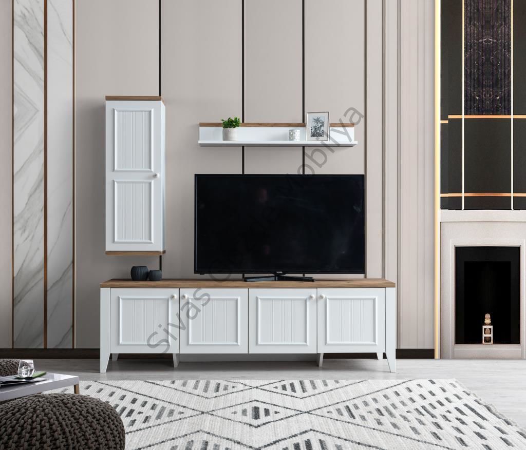 Yalı Raflı Dolaplı Tv Ünitesi 180cm