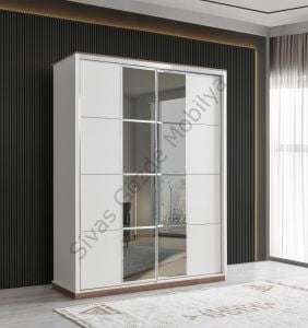 Efsane Sürgülü Gardırop Aynalı Elbise Dolabı 165x60x214