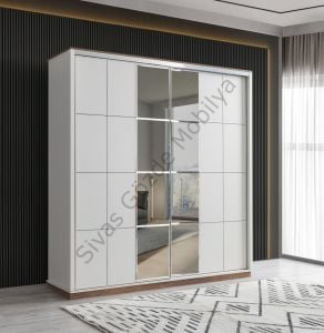 Efsane Sürgülü Gardırop Aynalı Elbise Dolabı 200x60x214