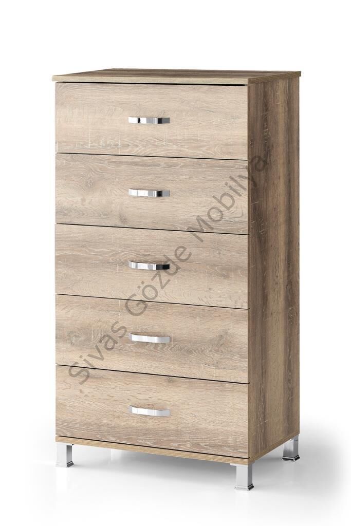 Ekonomik Yüksek 5 Çekmeceli Şifonyer 73x45x125cm
