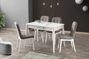 Silver Açılır MDF Mutfak Masa Sandalye Takımı 70x110cm
