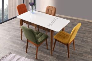 Silver Açılır MDF Mutfak Masa Sandalye Takımı 70x110cm