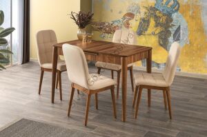Silver Açılır MDF Mutfak Masa Sandalye Takımı 70x110cm