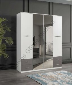 Bella 4 Kapılı Gardırop Aynalı Çekmeceli 170x55x210